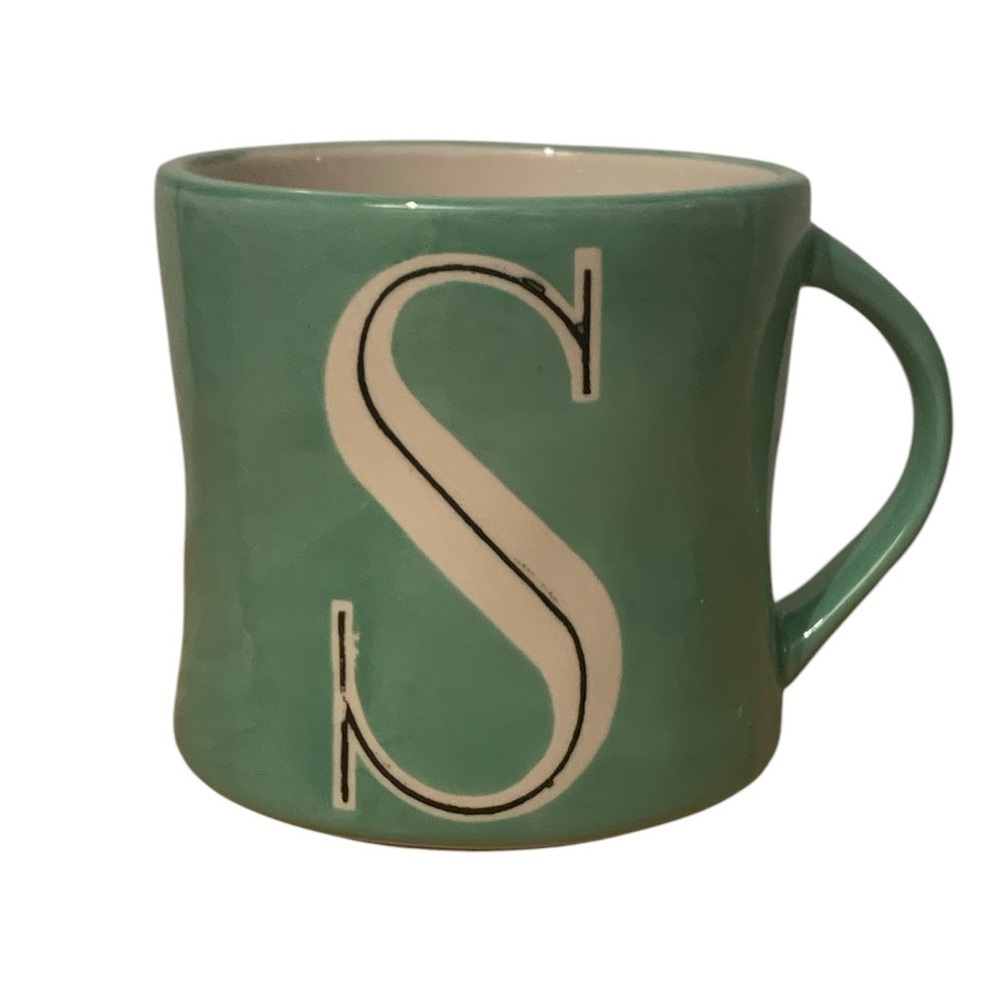 Anthropologie Hand Painted Monogram Letter S Coffee Mug
